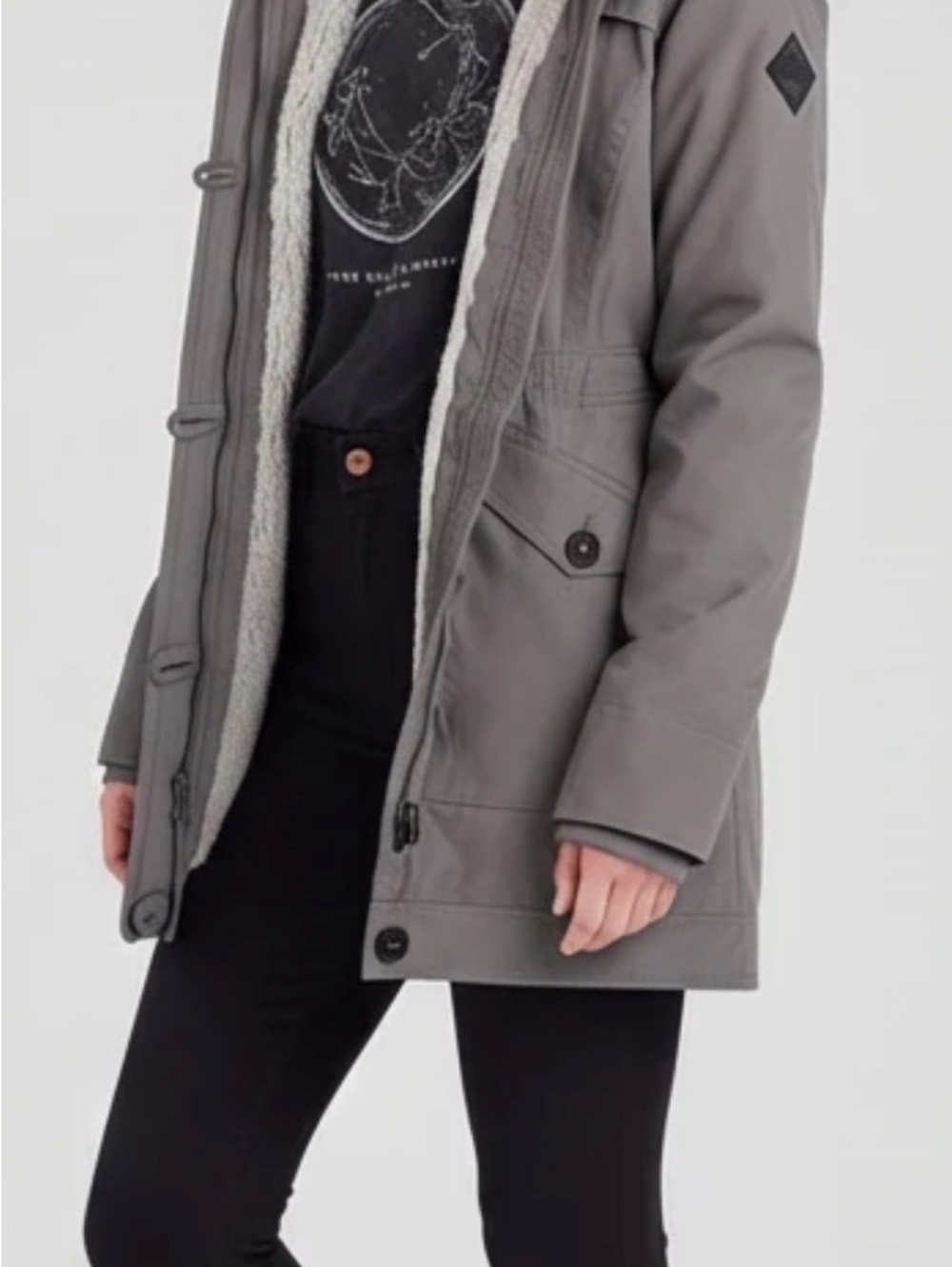 Hollister Faux Fur-Lined Parka Gray Size Medium